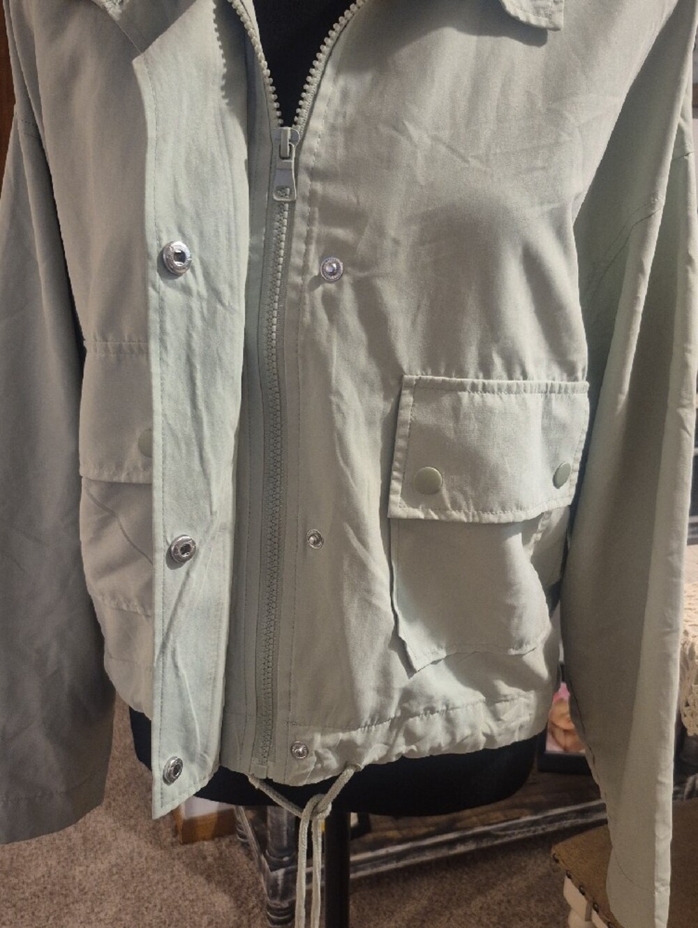 Love Tree Light Sage Utility Drawstring Jacket - Picture 4 of 12